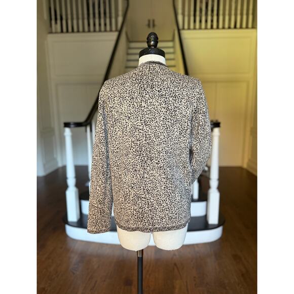 Leopard Print Cardigan Sweater Wool Velvet Fall Winter Modest Office Church - Picture 5 of 11